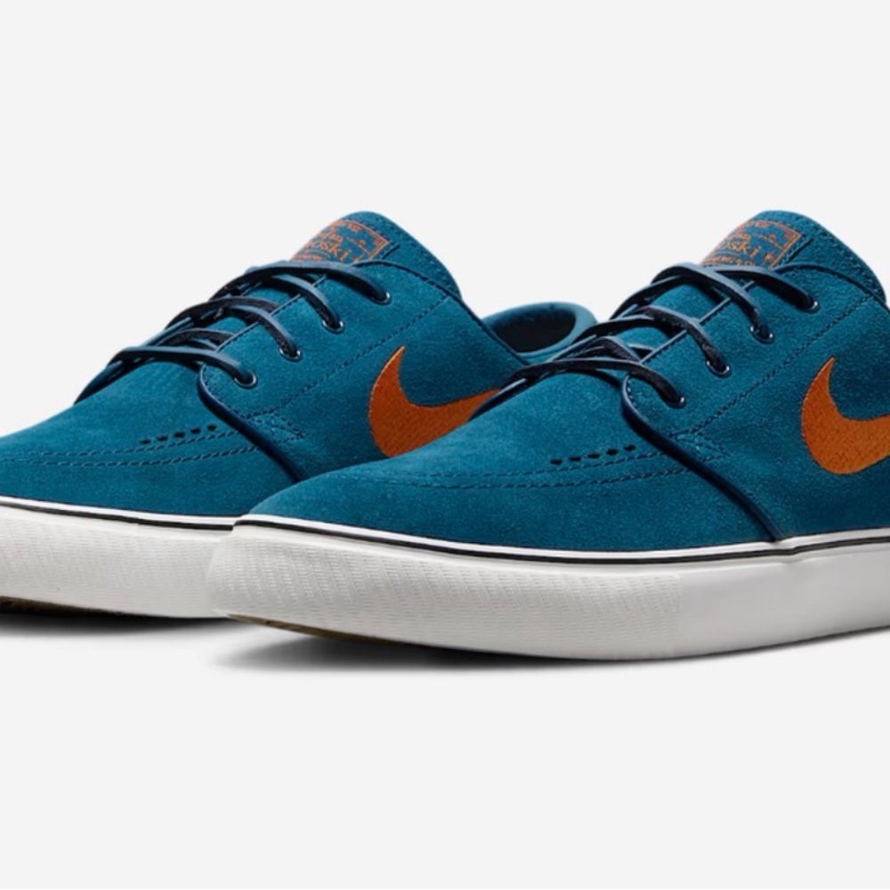 NWOT Nike Teal Suede Sneakers with Orange Swoosh
